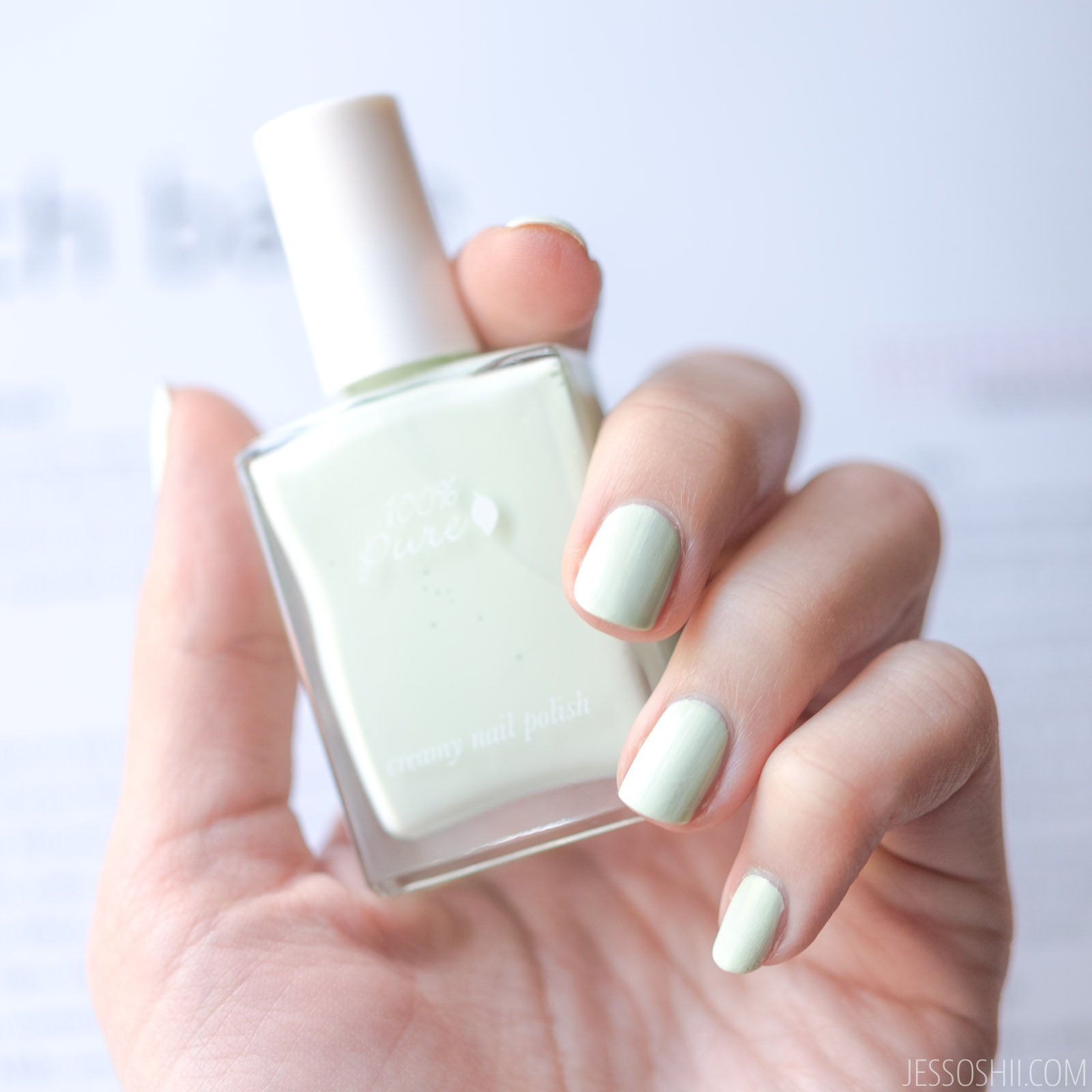 Review Swatches Pure Creamy Nail Polish In Seafoam Jessoshi